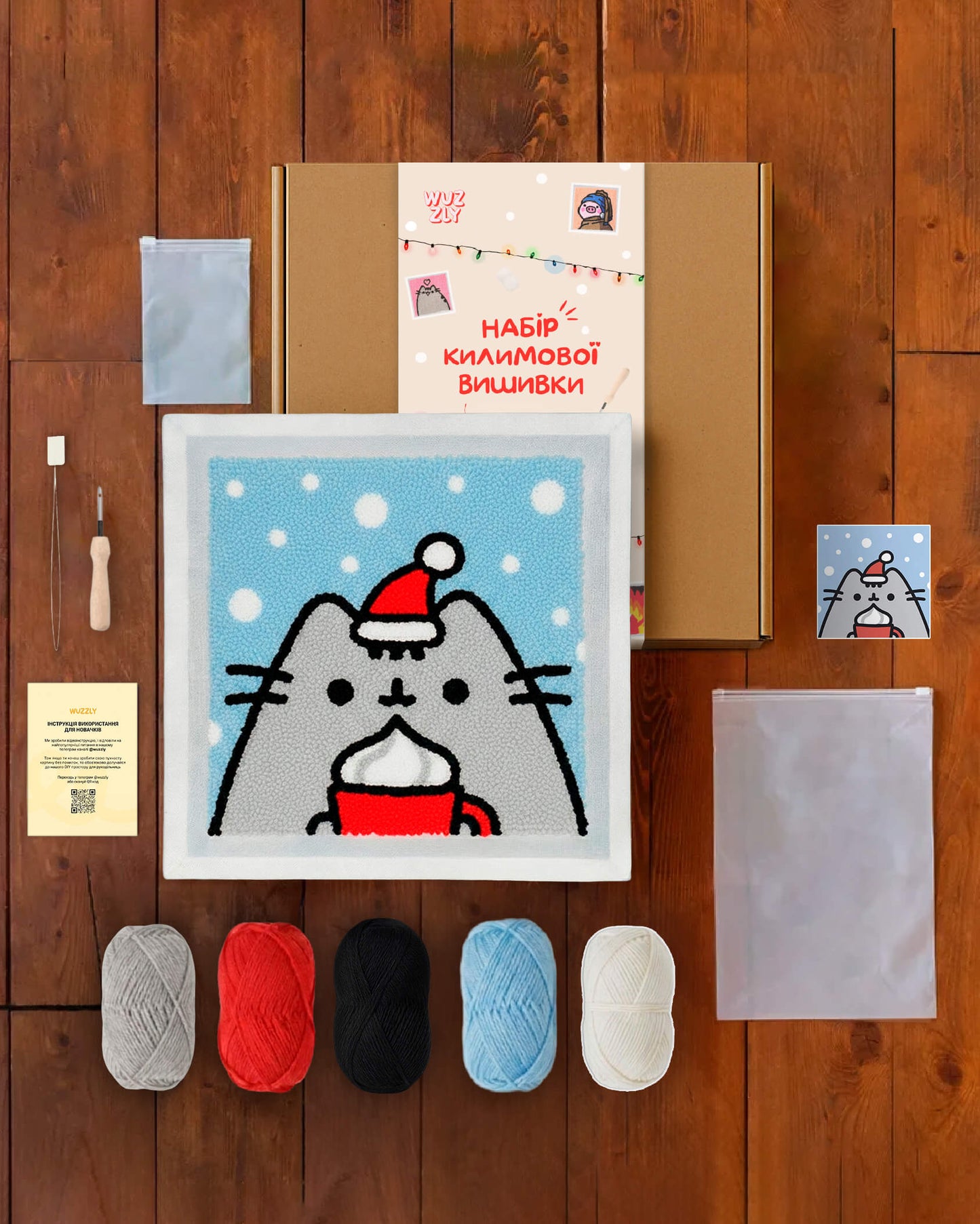 Набір Килимової Вишивки – Різдвяна кішечка Мая