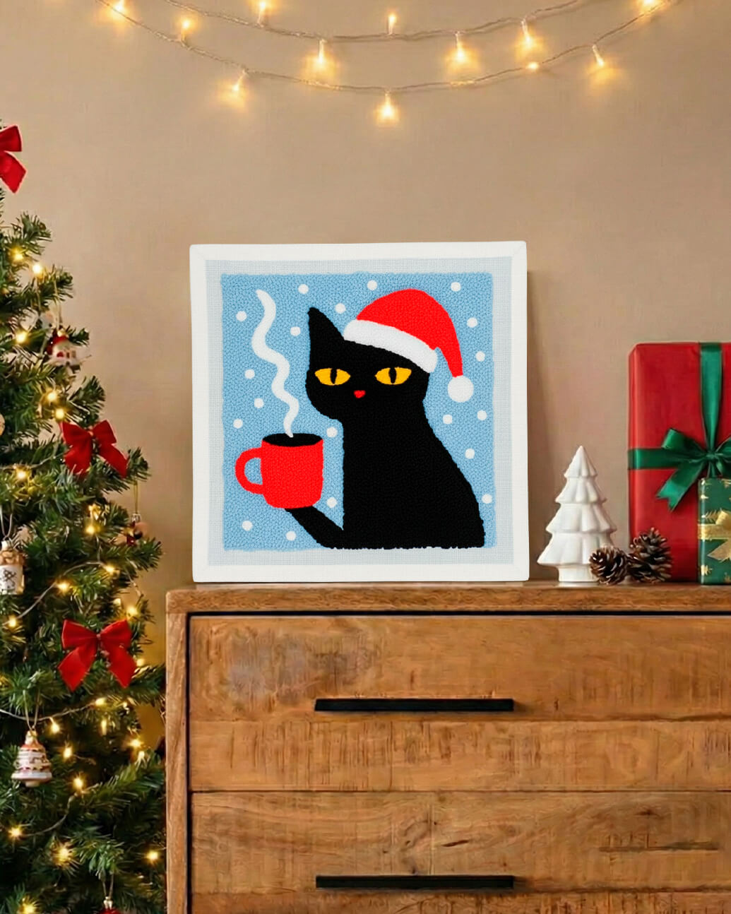 Набір Килимової Вишивки – Різдвяний Кіт Кавуська