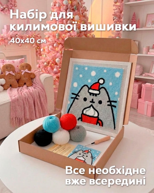 Набір Килимової Вишивки – Різдвяна кішечка Мая - Wuzzly